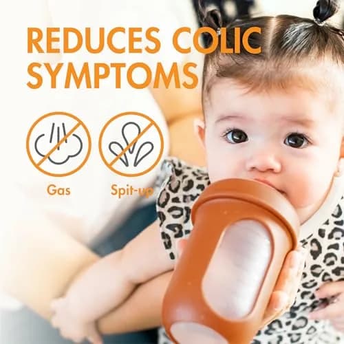 Boon Nursh Silicone Baby Bottles - Speckle - 8 Oz (237ml) - 3 Count | Air-Free Feeding Reduces Colic Symptoms thumbnail 2