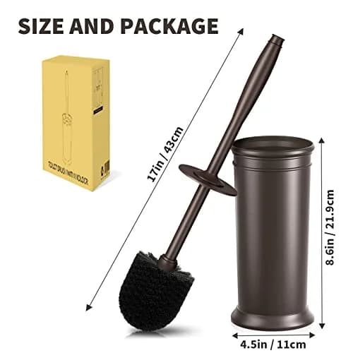 UPTRONIC Toilet Bowl Brush with Extra Long Handle & Holder | Brown, 1 Set thumbnail 7