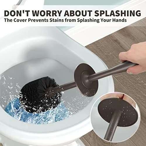 UPTRONIC Toilet Bowl Brush with Extra Long Handle & Holder | Brown, 1 Set thumbnail 3