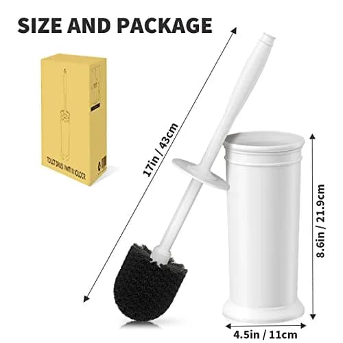 UPTRONIC Toilet Bowl Brush with Holder & Long Handle | White Toilet Scrubber Set thumbnail 7