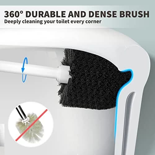 UPTRONIC Toilet Bowl Brush with Holder & Long Handle | White Toilet Scrubber Set thumbnail 2