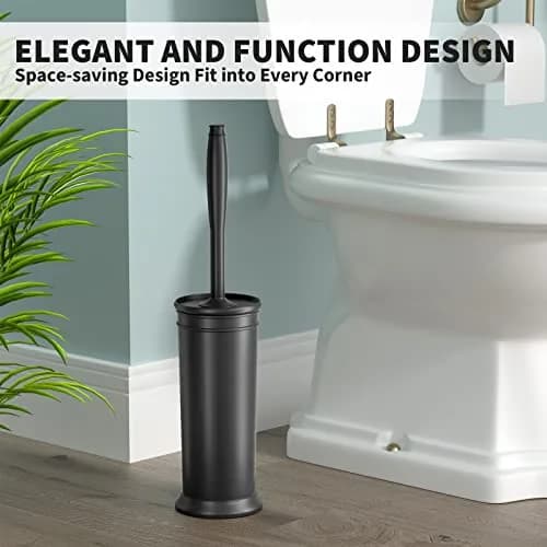 UPTRONIC Toilet Bowl Brush with Long Handle & Covered Holder | Black, 1 Set thumbnail 6