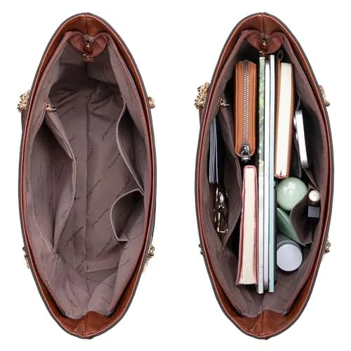 Montana West Tote Bag for Women Chain Top-handle Satchel Handbags Ladies Purses Shoulder Bags MWC-0391BR Brown Lucky Clover thumbnail 5