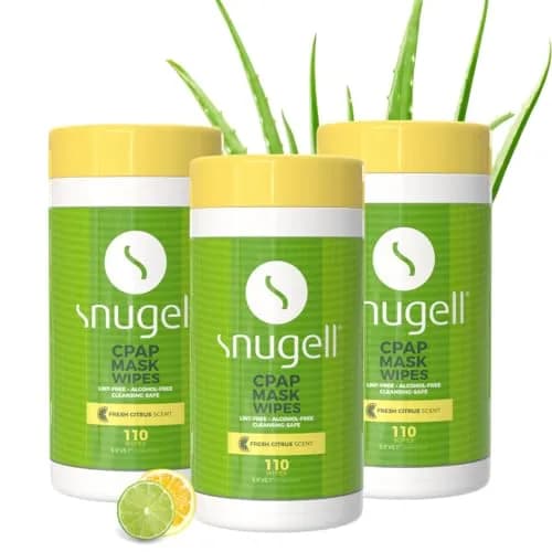 Snugell Citrus Scented CPAP Mask Wipes 330 Count (3-Pack) | Alcohol-Free Cotton Wipes for CPAP Cleaning thumbnail 1