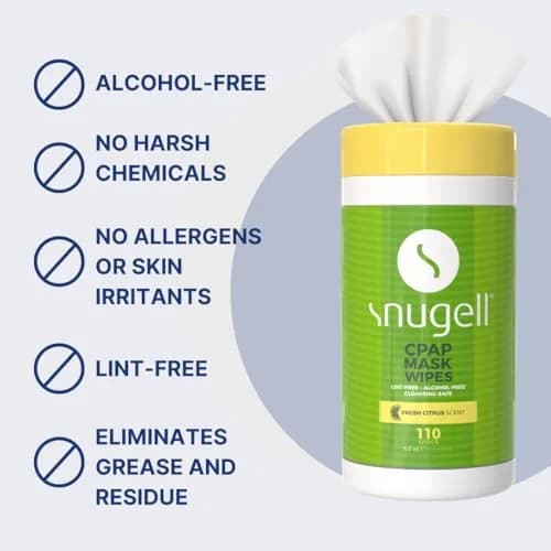 Snugell Citrus Scented CPAP Mask Wipes 330 Count (3-Pack) | Alcohol-Free Cotton Wipes for CPAP Cleaning thumbnail 5