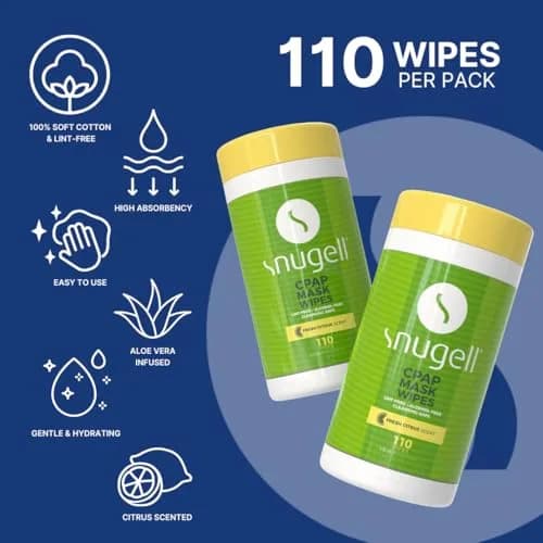 Snugell Citrus Scented CPAP Mask Wipes 330 Count (3-Pack) | Alcohol-Free Cotton Wipes for CPAP Cleaning thumbnail 2