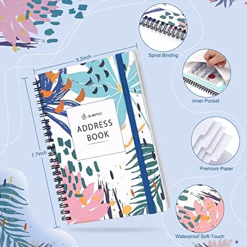 JUBTIC Address and Password Book with Alphabetical Tabs 5.2" x7.7" | Organized Contact & Password Keeper thumbnail 2
