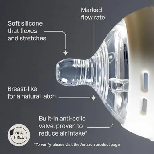 Tommee Tippee Natural Start Bottle Nipples Medium Flow 6 Count (Pack of 6) | Breast-Like Silicone for Natural Latch thumbnail 3