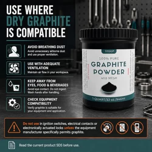 TITGGI Graphite Powder 32 oz (0.91 kg) | Dry Lubrication for Locks, Bearings, and Mechanisms thumbnail 8