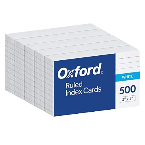Oxford Index Cards 3 x 5 Inches White Lined on Front Blank on Back 500 Count | Study Tool for Students thumbnail 1