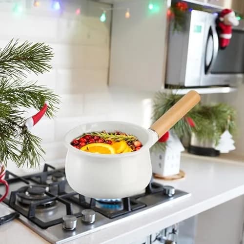 Jucoan 1 Quart Enamel Milk Pan with Dual Pour Spouts | Small Enamel on Steel Saucepan for Heating & Boiling thumbnail 5