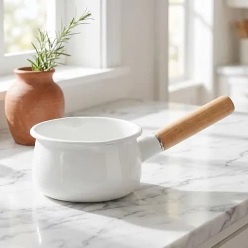 Jucoan 1 Quart Enamel Milk Pan with Dual Pour Spouts | Small Enamel on Steel Saucepan for Heating & Boiling thumbnail 9