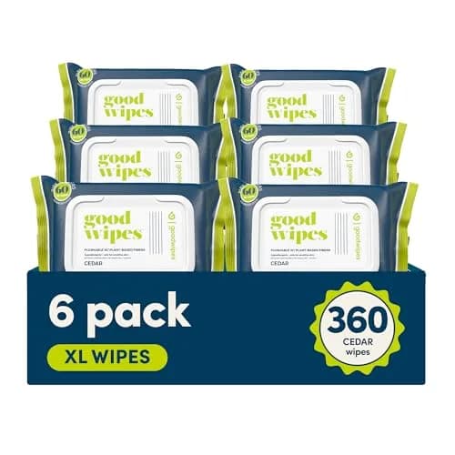 goodwipes Flushable Wipes 360 Count (Pack of 6) Cedar | Septic Safe & Biodegradable thumbnail 1