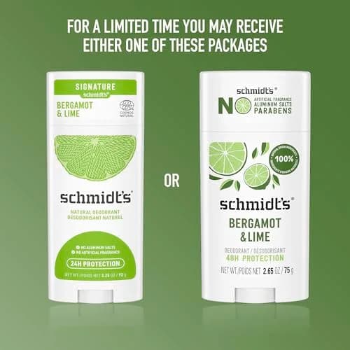 Schmidt's Vegan Aluminum-Free Deodorant Bergamot & Lime 2.65 oz | 24-Hour Natural Odor Protection thumbnail 3