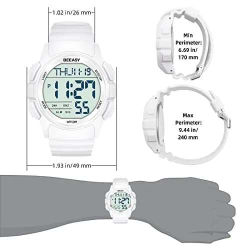 Beeasy Men Digital Sports Watch Waterproof 50M | Dual Time, Stopwatch & Alarm (110c) thumbnail 7