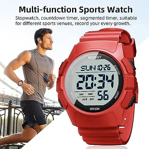 Beeasy Men Digital Sports Watch Waterproof 50M | Dual Time, Stopwatch & Alarm (115 chars) thumbnail 5