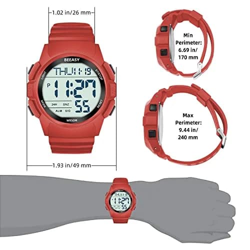 Beeasy Men Digital Sports Watch Waterproof 50M | Dual Time, Stopwatch & Alarm (115 chars) thumbnail 7