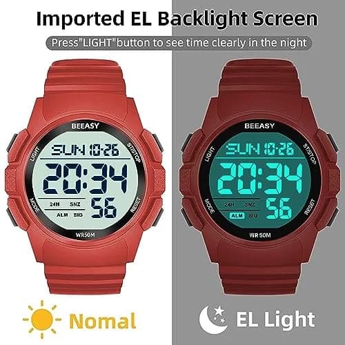 Beeasy Men Digital Sports Watch Waterproof 50M | Dual Time, Stopwatch & Alarm (115 chars) thumbnail 4