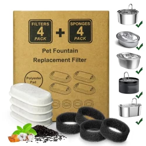 KANCHOU Cat Water Fountain Filter 8Pcs | Compatible with 101oz/3L Stainless Steel Pet Fountain thumbnail 1