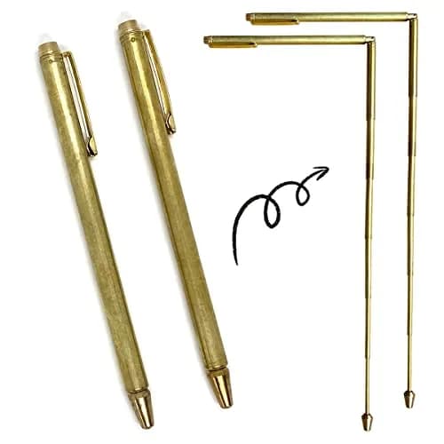 QINIZX Retractable Dowsing Rods, Brass Divining Rods for Ghost Hunting & Water Witching, 15 cm (5.9 inches) - Gold thumbnail 1