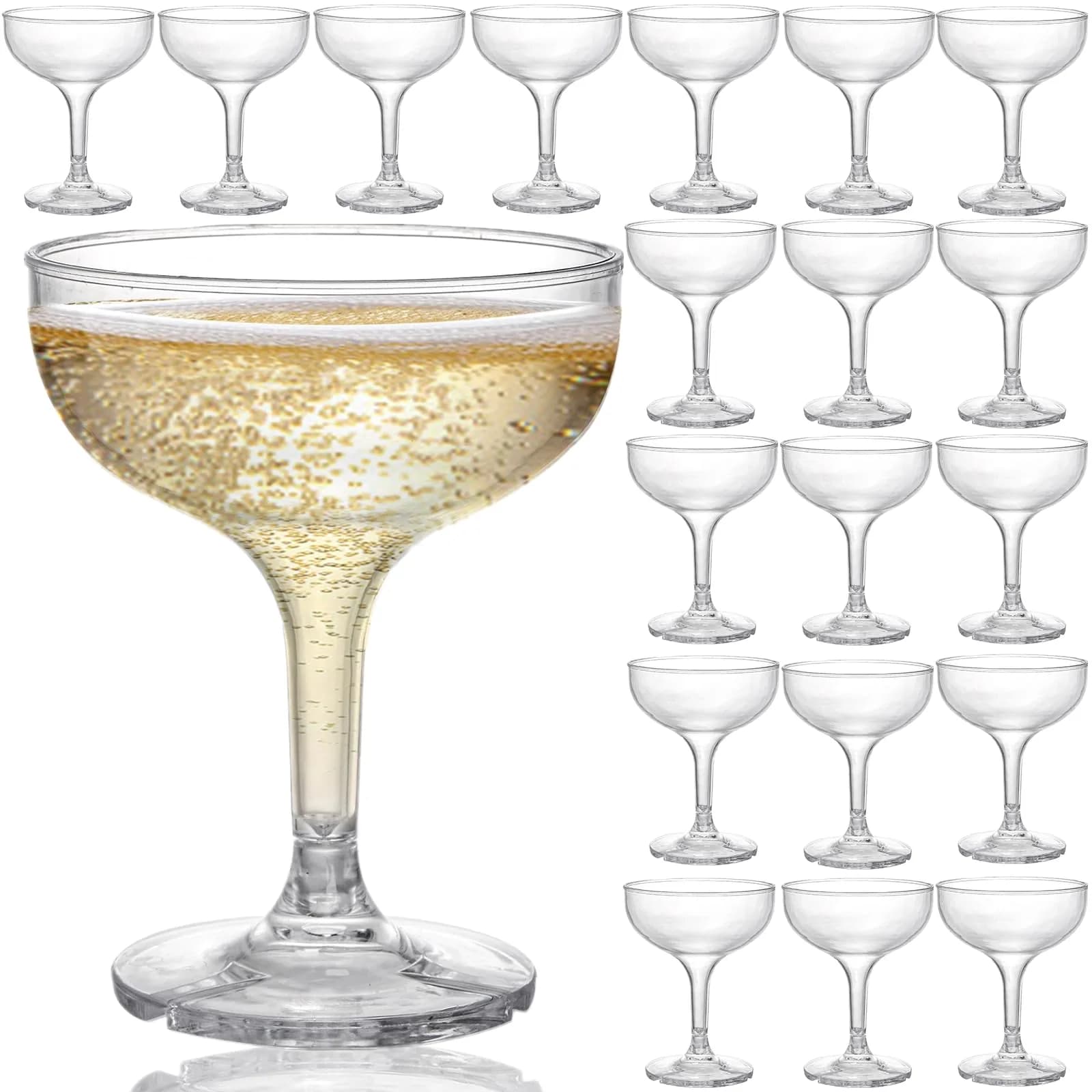 Peohud Set of 20 Coupe Cocktail Glasses, 5 Oz Acrylic | Reusable Champagne Cups for Party & Home - main product image