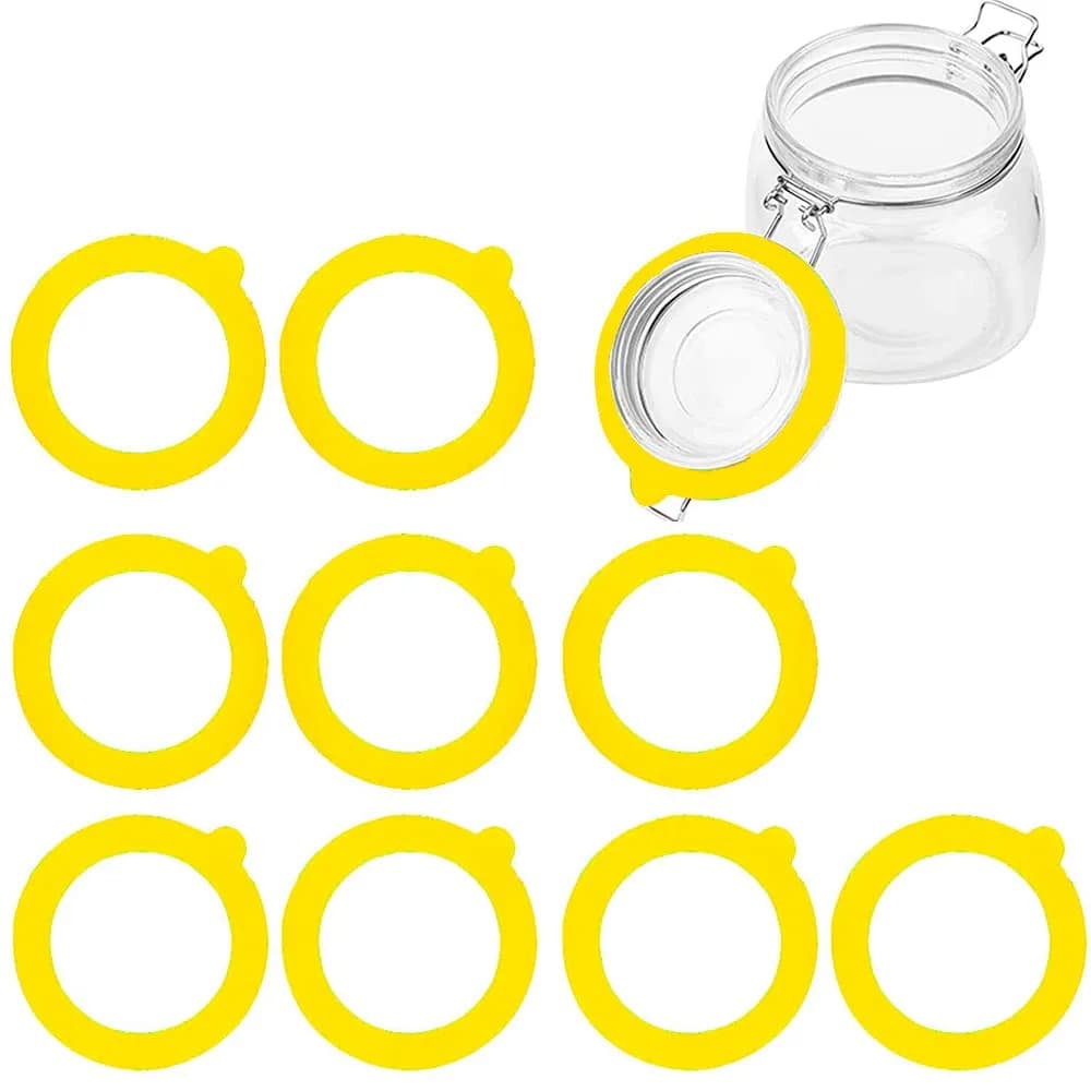 Gemhill Silicone Replacement Gasket 97mm | Leak-Proof Mason Jar Seal (97 mm, 10pcs) — Yellow,10pcs