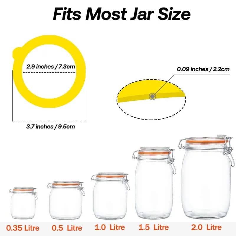Gemhill Silicone Replacement Gasket 97mm | Leak-Proof Mason Jar Seal (10pcs) thumbnail 3