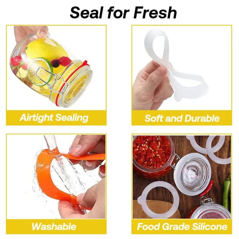 Gemhill Silicone Replacement Gasket 97mm | Leak-Proof Mason Jar Seal (10pcs) thumbnail 6