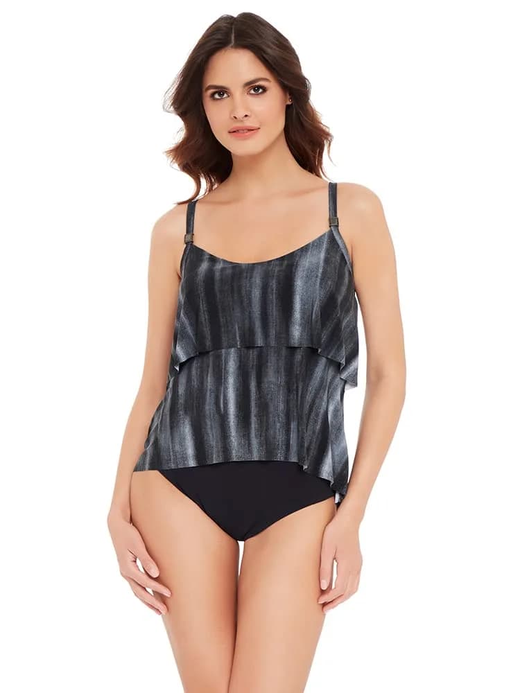 MagicSuit Women's Tankini Top 12 | Flattering, Adjustable Straps, High Low Hem, Black - main product image