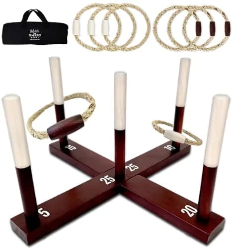 Swooc Rustic Ring Toss Game | All Weather Outdoor Yard Activity for Kids & Adults (16.5 in x 8.5 in) thumbnail 1