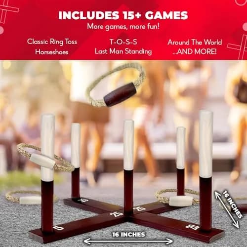 Swooc Rustic Ring Toss Game | All Weather Outdoor Yard Activity for Kids & Adults (16.5 in x 8.5 in) thumbnail 4