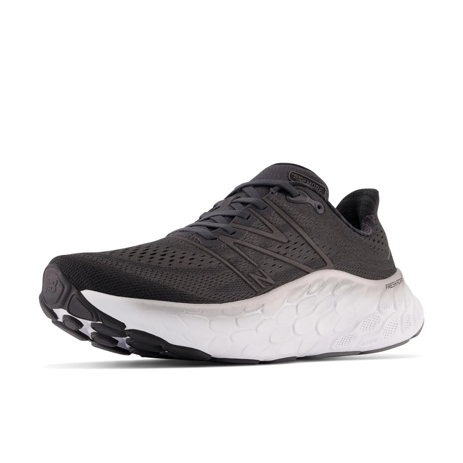 New Balance Fresh Foam X More V4 Running Shoe, Black/Phantom, 8 Wide US | Max Cushioning & Breathable Fit