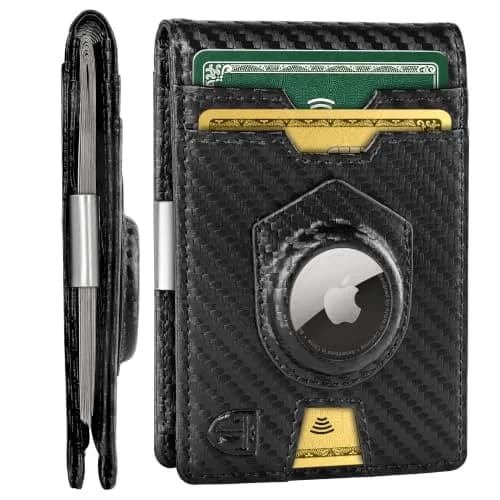 TRAVANDO AirTag Money Clip Wallet with RFID Protection for Men, 11 Cards, Carbon - 11.4cm x 8.1cm x 2.0cm thumbnail 1
