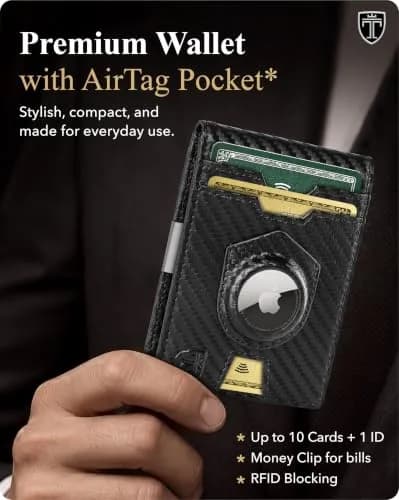 TRAVANDO AirTag Money Clip Wallet with RFID Protection for Men, 11 Cards, Carbon - 11.4cm x 8.1cm x 2.0cm thumbnail 2