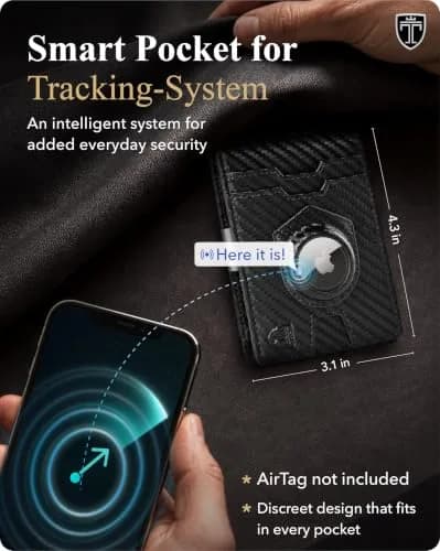 TRAVANDO AirTag Money Clip Wallet with RFID Protection for Men, 11 Cards, Carbon - 11.4cm x 8.1cm x 2.0cm thumbnail 3