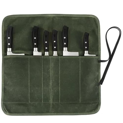JOINDO Waxed Canvas Chef Knife Roll Bag with 6 Slots | Holds Knives up to 14.5 inches thumbnail 1