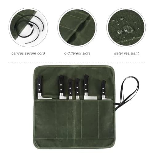 JOINDO Waxed Canvas Chef Knife Roll Bag with 6 Slots | Holds Knives up to 14.5 inches thumbnail 4