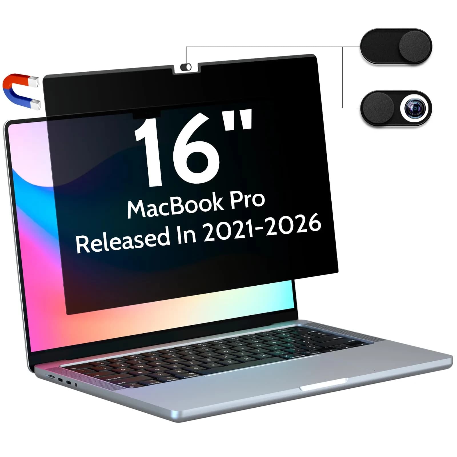 Peslv Magnetic Privacy Screen for MacBook Pro 16 Inch (2021-2026) | Anti-Blue Light, Anti-Glare, Removable Filter