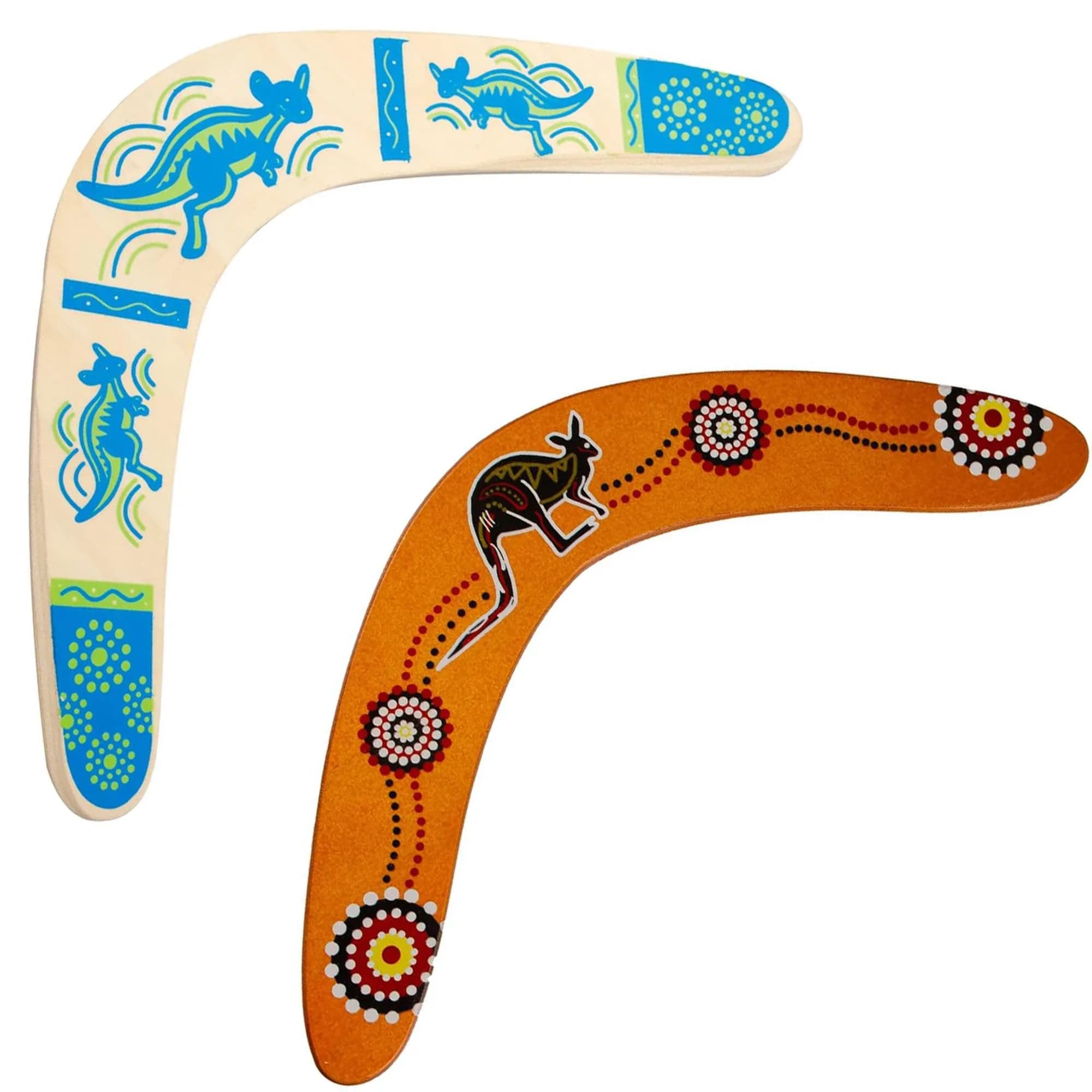 Inborntrait V-Shaped Boomerang 2 Pack (Blue & Light Brown) | Handmade Wooden Outdoor Toy for Ages 10+