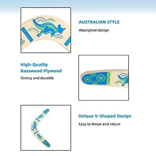Inborntrait V-Shaped Boomerang 2 Pack (Blue & Light Brown) | Handmade Wooden Outdoor Toy for Ages 10+ thumbnail 5