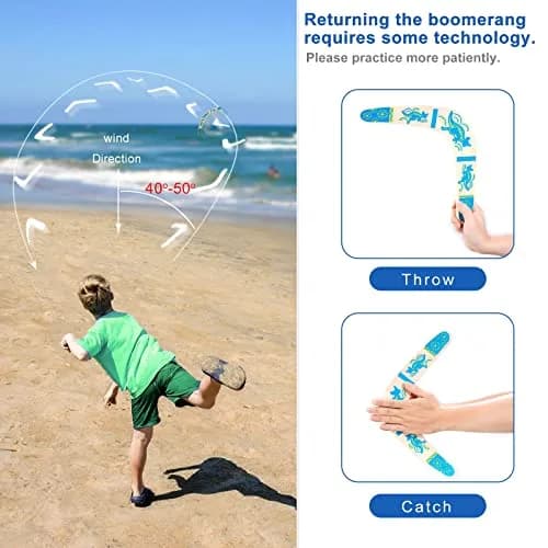 Inborntrait V-Shaped Boomerang 2 Pack (Blue & Light Brown) | Handmade Wooden Outdoor Toy for Ages 10+ thumbnail 6