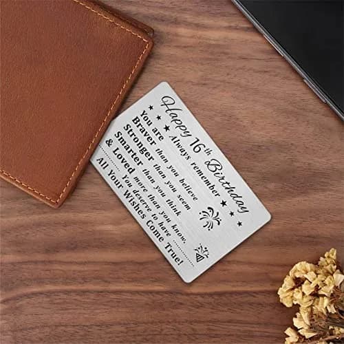 DEGASKEN Happy 16th Birthday Card 16th | Inspirational Steel Wallet Gift for Teens thumbnail 4