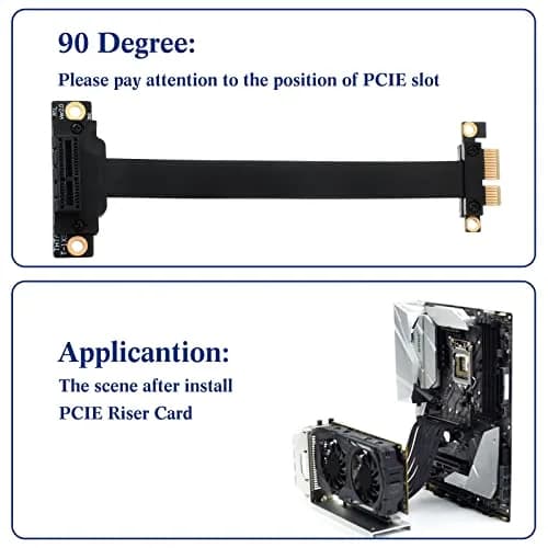 Photect 2 Pack Pcie X1 Extension Cable Riser 20cm | 90-Degree, Black, Compatible with PCIe 3.0 thumbnail 3