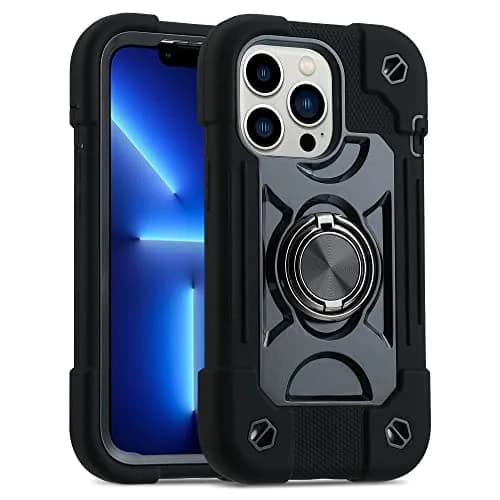 MARKILL Compatible with iPhone 13 Pro Max Case 6.7 Inch with Ring Stand, Heavy-Duty Military Grade Shockproof Phone Kids Cover for iPhone 13 Pro Max Black thumbnail 1