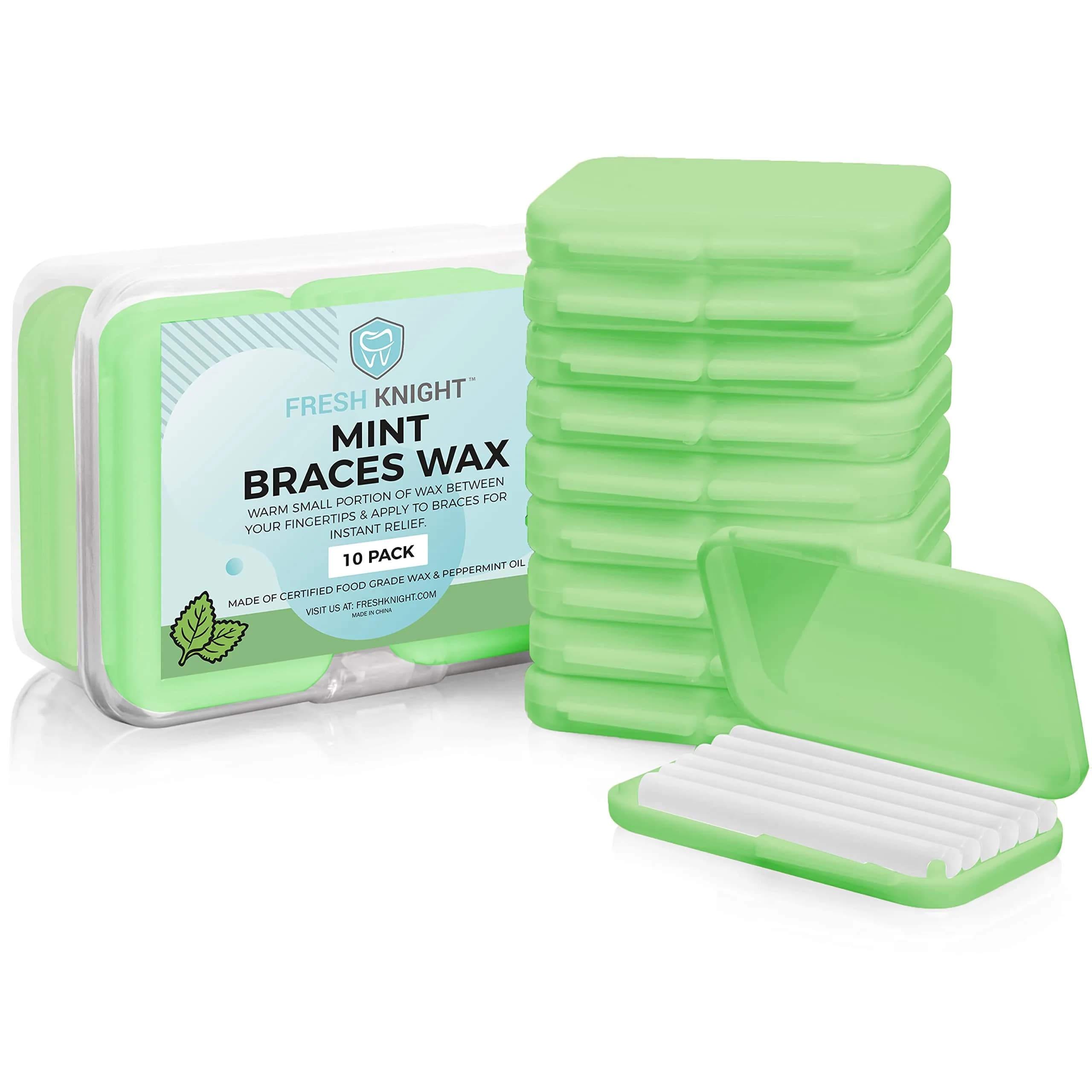Fresh Knight Orthodontic Wax for Braces & Aligners - 50 Strips | Food Grade, Unscented, Multicolor — Strips | Mint