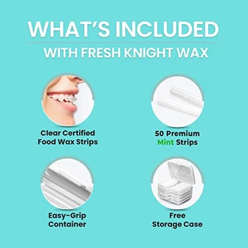 Fresh Knight Orthodontic Wax Strips with Cases (Mint) - 50 Strips | Food Grade Wax for Braces & Aligners thumbnail 3