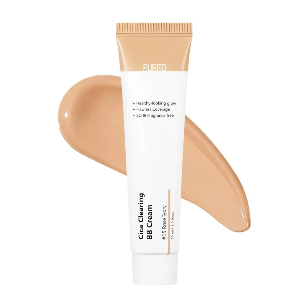 PURITO Cica BB Cream #31 Deep Warm 30ml (1.01 Fl Oz) | Vegan & Cruelty-Free for Sensitive Skin — #15 Rose Ivory