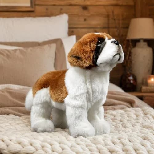 ZHONGXIN MADE Realistic Saint Bernard Dog Plush Toy 30cm (12") | ASTM-Tested, Non-Toxic, Safe for Kids 3+ thumbnail 2