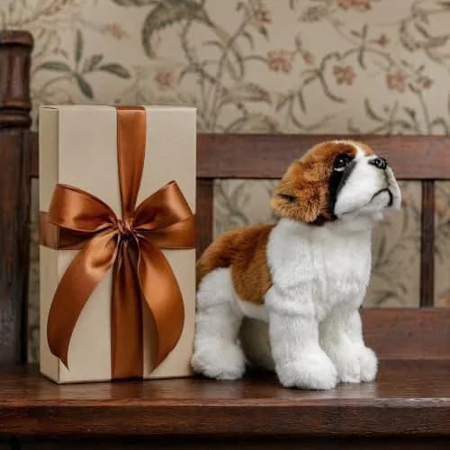 ZHONGXIN MADE Realistic Saint Bernard Dog Plush Toy 30cm (12") | ASTM-Tested, Non-Toxic, Safe for Kids 3+ thumbnail 3