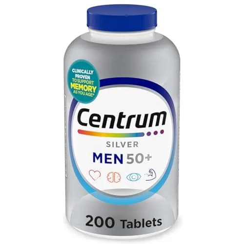 Centrum Silver Men's 50+ Multivitamin 200 Tablets | Supports Memory, Cognition & Muscle Health thumbnail 1